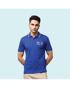 Greys&Blues Pima Collar T-Shirt-Royal Blue with White